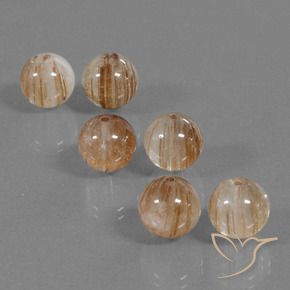 Gemme di Quarzo rutilo Trasparente e Oro-Bronzo naturale da 33.37 ct, Sfera, Trasparente