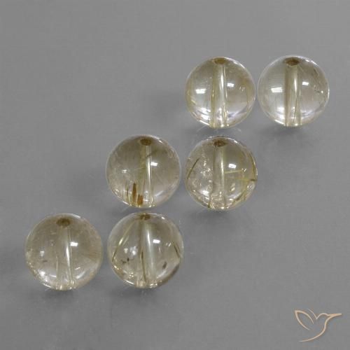 Quarzo rutilato naturale bianco da 35,88 ct, sfera / palla, trasparente