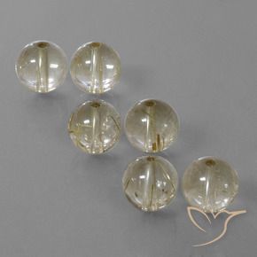 Quarzo rutilato naturale bianco da 35,88 ct, sfera / palla, trasparente