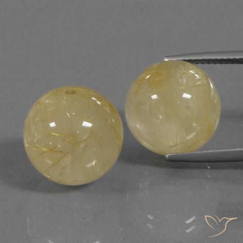 35.82ctw Naturale Giallo caldo Quarzo rutilo, Sfera, Trasparente