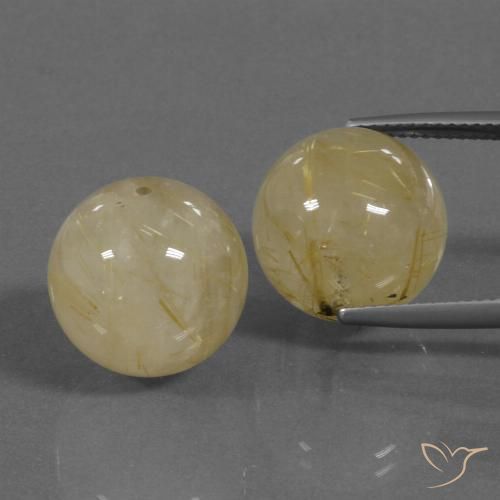 35.25ctw Naturale Giallo medio Quarzo rutilo, Sfera, Trasparente