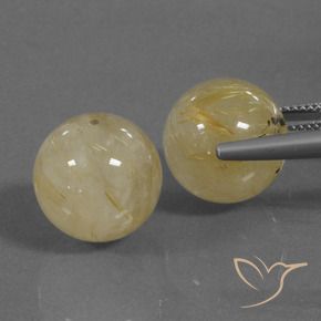 Gemme di Quarzo rutilo Giallo medio naturale da 35.25 ct, Sfera, Trasparente