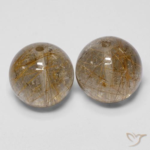 30.85ctw Naturale Marrone caldo Quarzo rutilo, Sfera, Trasparente