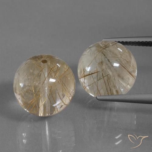 33.38ctw Naturale Marrone caldo Quarzo rutilo, Sfera, Trasparente