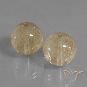 Gemme di Quarzo rutilo Marrone Dorato Molto Chiaro naturale da 23.25 ct, Sfera, Trasparente