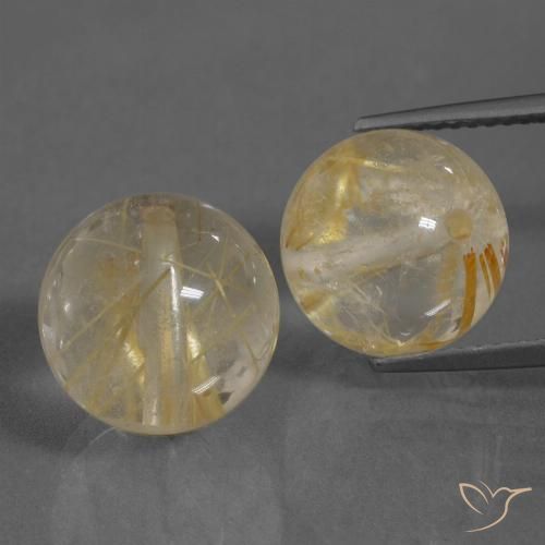 19.32ctw Naturale Giallo dorato Quarzo rutilo, Sfera, Trasparente