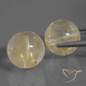 Gemme di Quarzo rutilo Giallo dorato naturale da 19.32 ct, Sfera, Trasparente