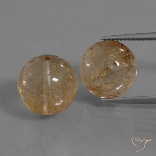 28.98ctw Naturale Marrone Molto Chiaro Quarzo rutilo, Sfera, Trasparente