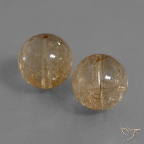 Gemme di Quarzo rutilo Marrone Molto Chiaro naturale da 28.98 ct, Sfera, Trasparente