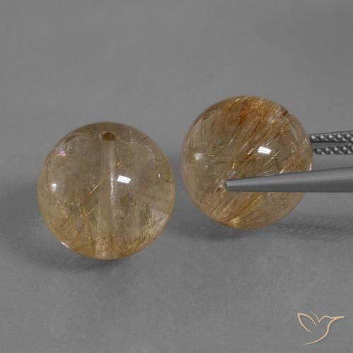 Gemme di Quarzo rutilo Marrone Molto Chiaro naturale da 28.98 ct, Sfera, Trasparente