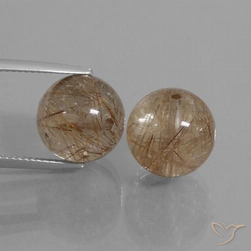 23.69ctw Naturale Marrone caldo Quarzo rutilo, Sfera, Trasparente