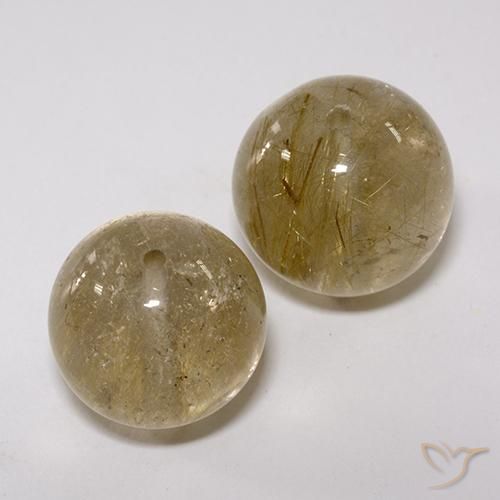Gemme di Quarzo rutilo Marrone Dorato Molto Chiaro naturale da 27.60 ct, Sfera, Trasparente