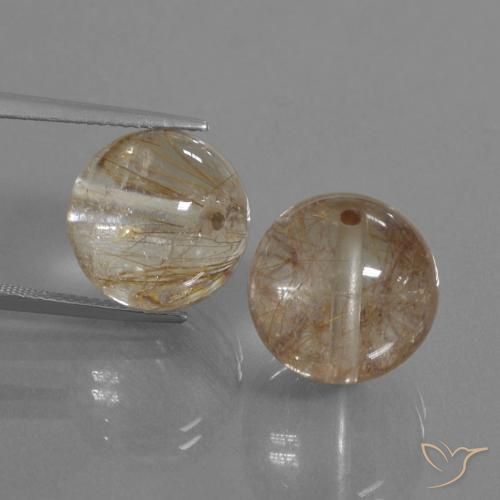 32.87ctw Naturale Marrone caldo Quarzo rutilo, Sfera, Trasparente