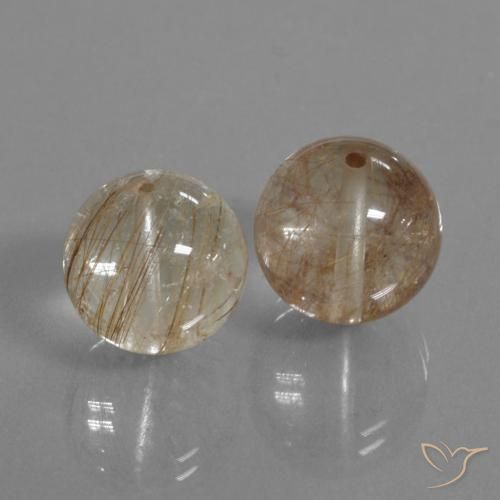 Gemme di Quarzo rutilo Marrone caldo naturale da 32.87 ct, Sfera, Trasparente