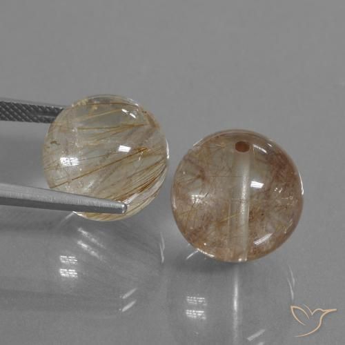 Gemme di Quarzo rutilo Marrone caldo naturale da 32.87 ct, Sfera, Trasparente