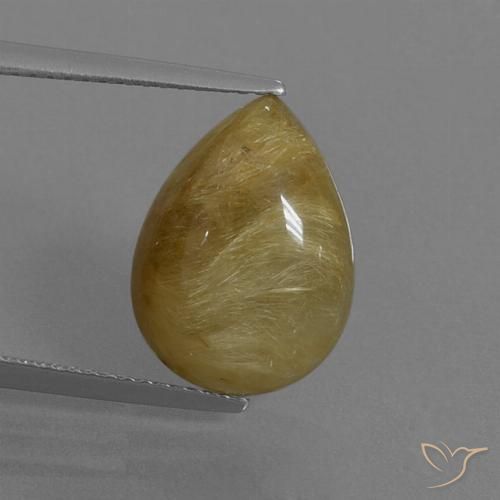 6.05ct Naturale Marrone Dorato Molto Chiaro Quarzo rutilo, Forma a pera, Traslucido