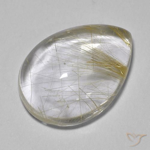 6.04ct Naturale Giallo chiaro Quarzo rutilo, Forma a pera, Trasparente