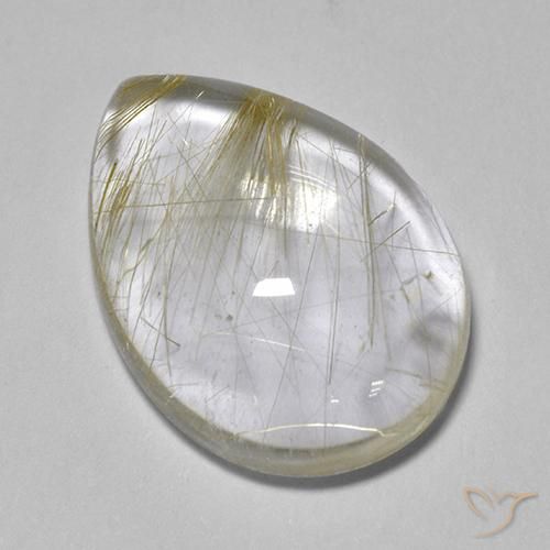 Quarzo rutilo Giallo chiaro naturale da 6.04 ct, Forma a pera, Trasparente