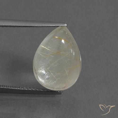 7.05ct Naturale Giallo terroso Quarzo rutilo, Forma a pera, Trasparente