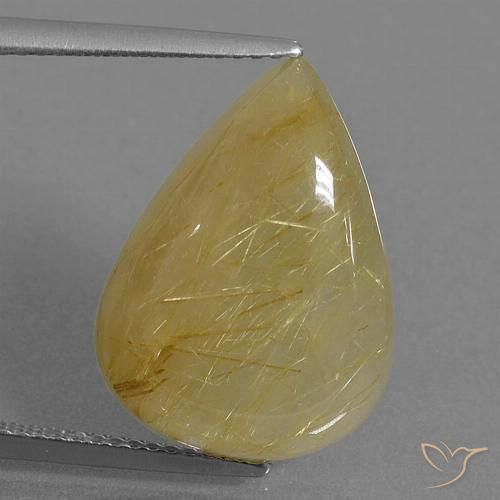 10.55ct Naturale Giallo dorato Quarzo rutilo, Forma a pera, Traslucido