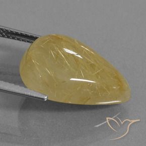 Quarzo rutilo Giallo dorato naturale da 10.55 ct, Forma a pera, Traslucido