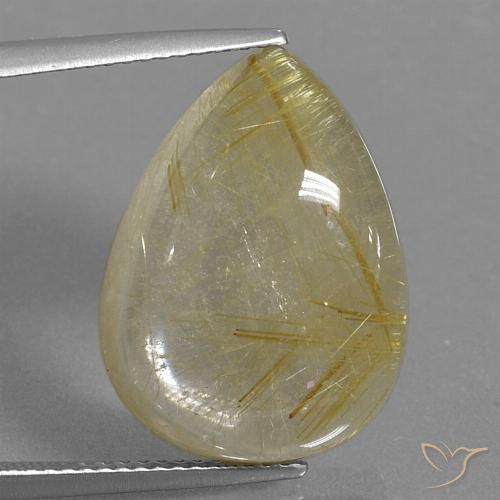 14.46ct Naturale Marrone Dorato Molto Chiaro Quarzo rutilo, Forma a pera, Trasparente