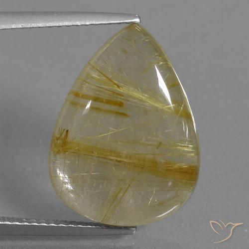 10.78ct Naturale Marrone Dorato Molto Chiaro Quarzo rutilo, Forma a pera, Trasparente