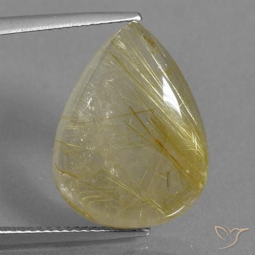 13.63ct Naturale Giallo dorato Quarzo rutilo, Forma a pera, Trasparente