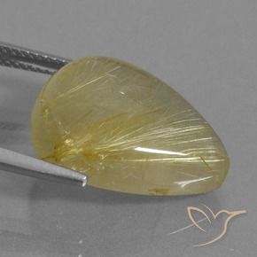 Quarzo rutilo Giallo dorato naturale da 13.63 ct, Forma a pera, Trasparente