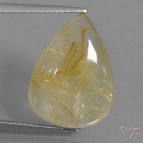 9.59ct Naturale Giallo dorato Quarzo rutilo, Forma a pera, Trasparente