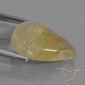 Quarzo rutilo Giallo dorato naturale da 9.59 ct, Forma a pera, Trasparente