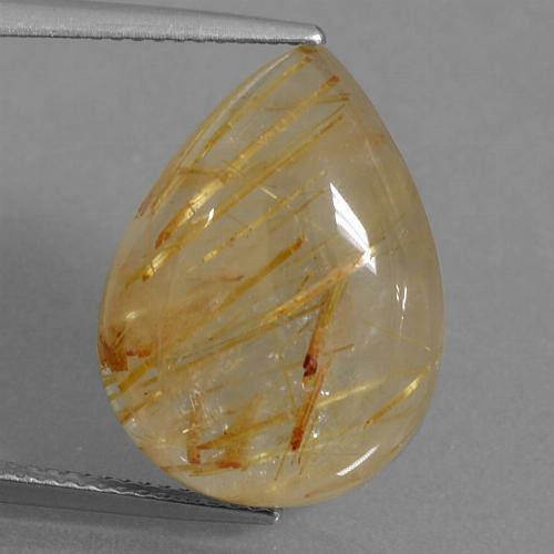 Quarzo rutilo Oro medio naturale da 15.00 ct, Forma a pera, Trasparente