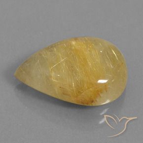 Quarzo rutilo Oro medio naturale da 11.51 ct, Forma a pera, Traslucido
