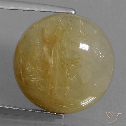 8.58ct Naturale Marrone Dorato Molto Chiaro Quarzo rutilo, Rotondo, Traslucido