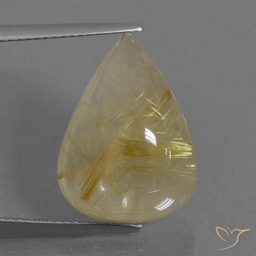 14.96ct Naturale Oro brillante Quarzo rutilo, Forma a pera, Trasparente