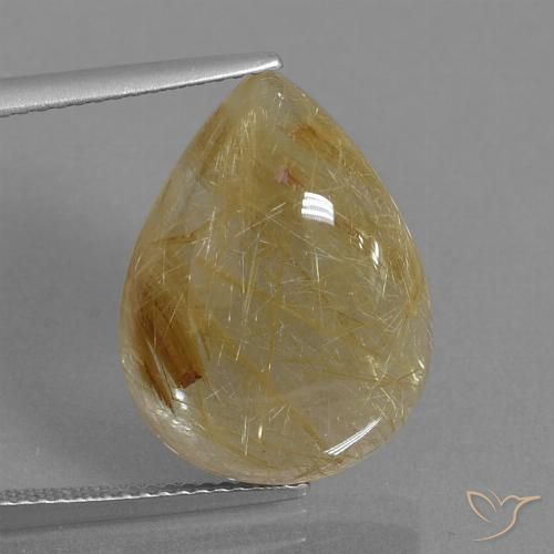 12.99ct Naturale Oro medio Quarzo rutilo, Forma a pera, Trasparente