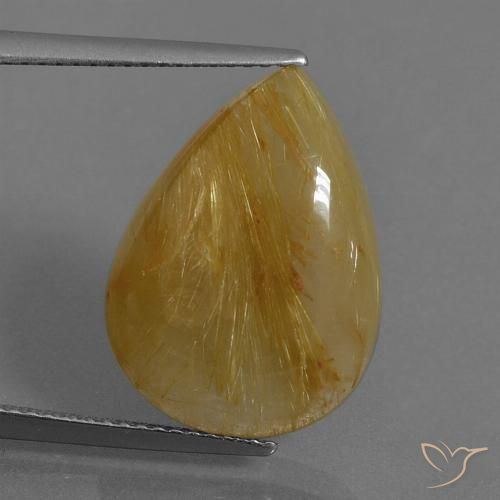 10.93ct Naturale Giallo dorato Quarzo rutilo, Forma a pera, Traslucido
