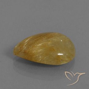 Quarzo rutilo Giallo dorato naturale da 10.93 ct, Forma a pera, Traslucido