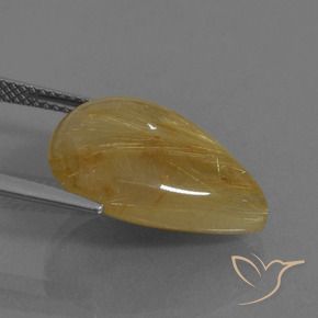Quarzo rutilo Giallo dorato naturale da 10.93 ct, Forma a pera, Traslucido