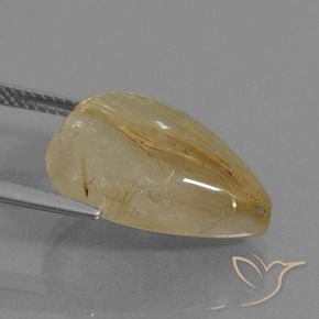 Quarzo rutilo Marrone Dorato Molto Chiaro naturale da 12.39 ct, Forma a pera, Trasparente