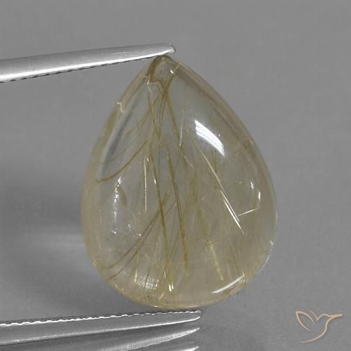 11.83ct Naturale Marrone Dorato Molto Chiaro Quarzo rutilo, Forma a pera, Trasparente