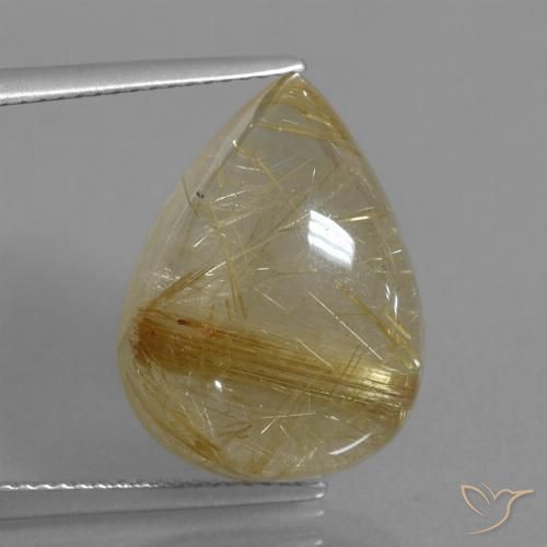 16.60ct Naturale Marrone Dorato Molto Chiaro Quarzo rutilo, Forma a pera, Trasparente