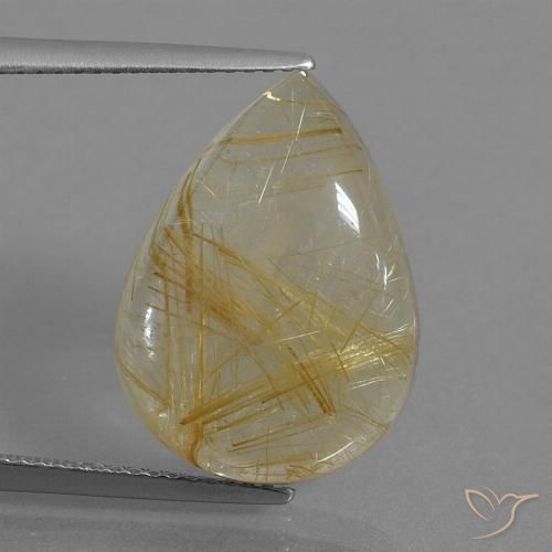 10.98ct Naturale Marrone Dorato Molto Chiaro Quarzo rutilo, Forma a pera, Trasparente