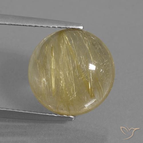7.13ct Naturale Marrone Dorato Molto Chiaro Quarzo rutilo, Rotondo, Trasparente