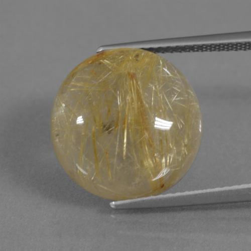 Quarzo rutilato naturale dorato da 13,56 ct, taglio rotondo, traslucido