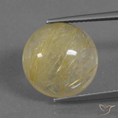 9.58ct Naturale Giallo Toscana Quarzo rutilo, Rotondo, Trasparente