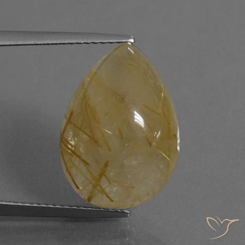 13.43ct Naturale Marrone Dorato Molto Chiaro Quarzo rutilo, Forma a pera, Trasparente