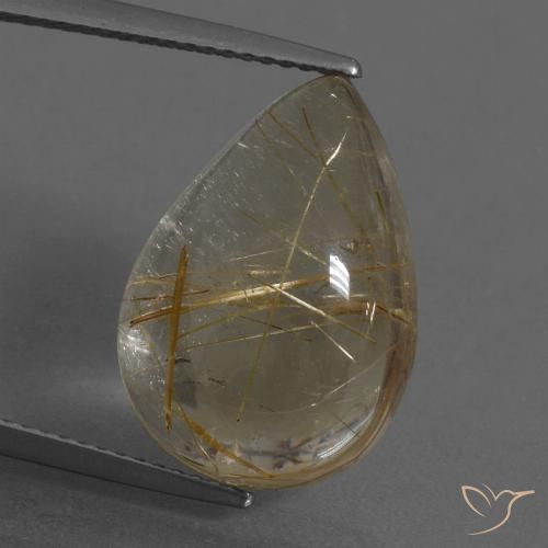 11.92ct Naturale Marrone chiaro Quarzo rutilo, Forma a pera, Trasparente