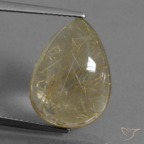 10.12ct Naturale Giallo pallido Quarzo rutilo, Forma a pera, Trasparente