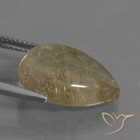 Quarzo rutilo Giallo pallido naturale da 10.12 ct, Forma a pera, Trasparente